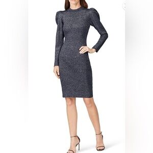 Sachin & Babi Amelie Metallic Navy Blue Knit Sweater Dress Women’s Size Small